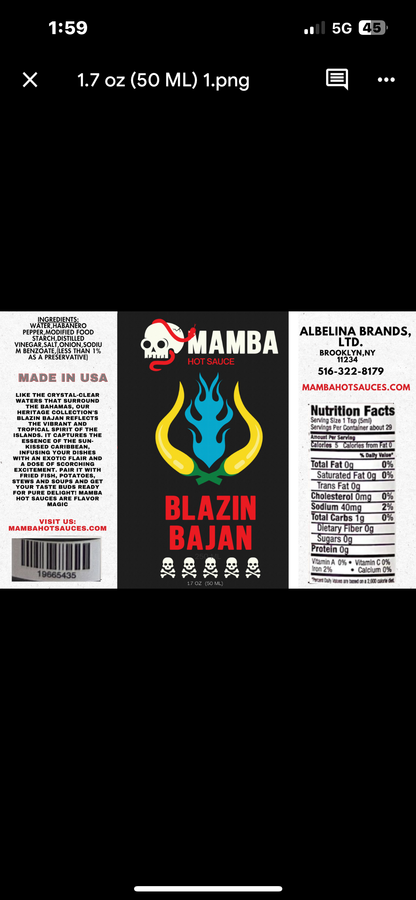 MAMBA Mini Blazin Bajan Travel Size 1.7 OZ 6 Pack