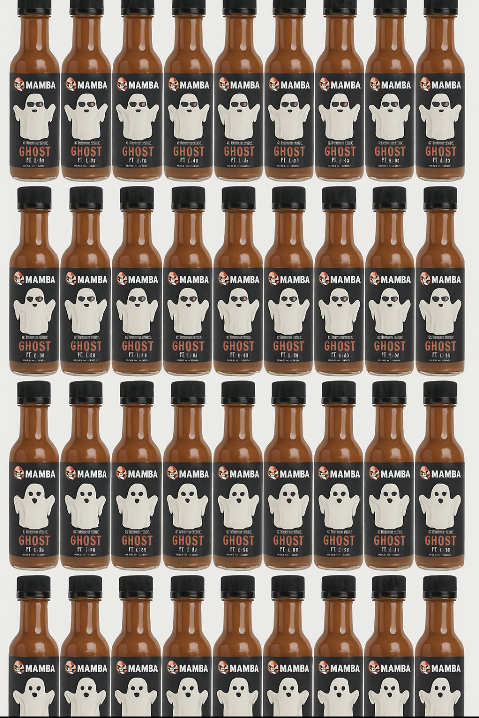 MAMBA Mini 48 pack of 1.7 OZ Individual USA Ghost Hot Sauces