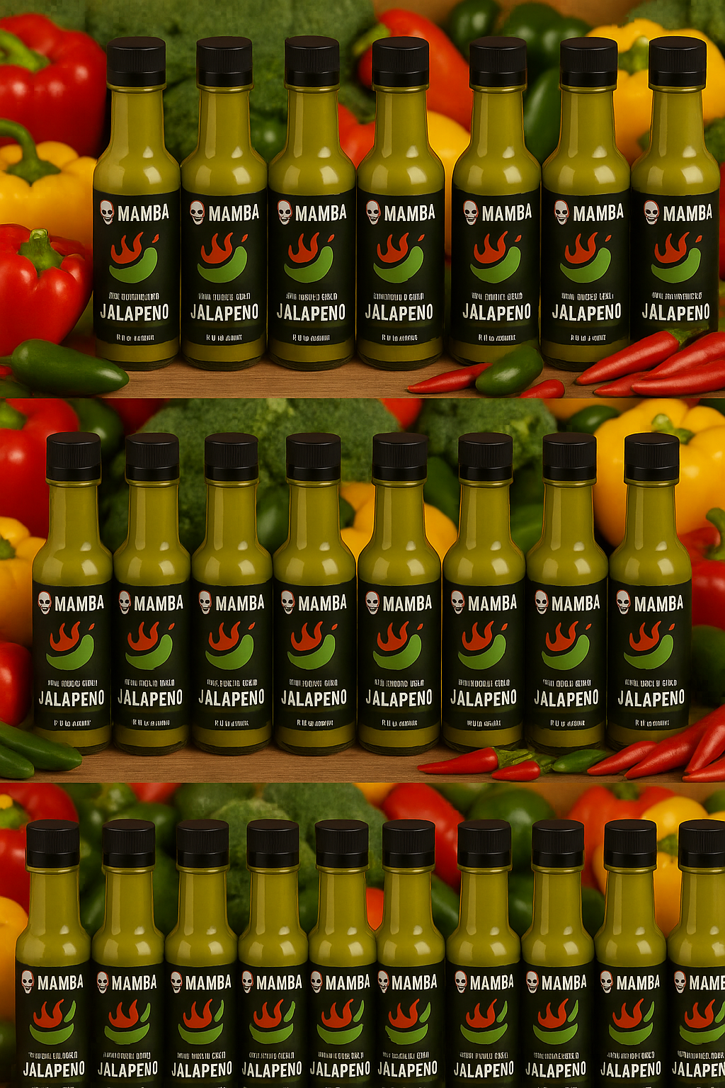 USA Rich & Bold Jalapeno 48 individual 1.7 Ounce  Mini  Travel plastic bottles