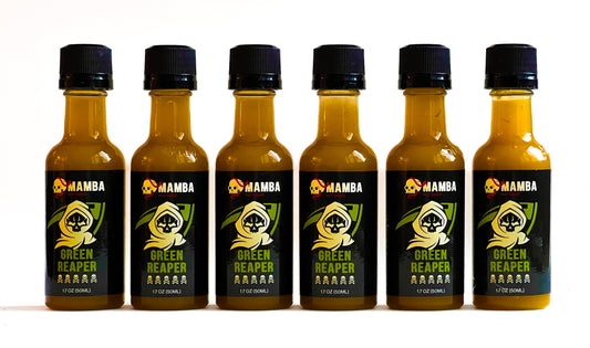 48 Individual Mini 1.7 OZ MAMBA Green Reaper Premium Hot Sauce